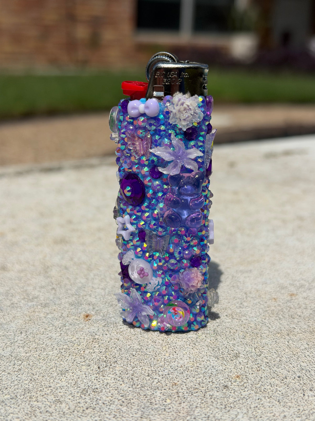 Lavender Dreams Bedazzled BIC Lighter | Purple Rhinestone Bling Lighter with Charms | Handmade Kandi Lighter