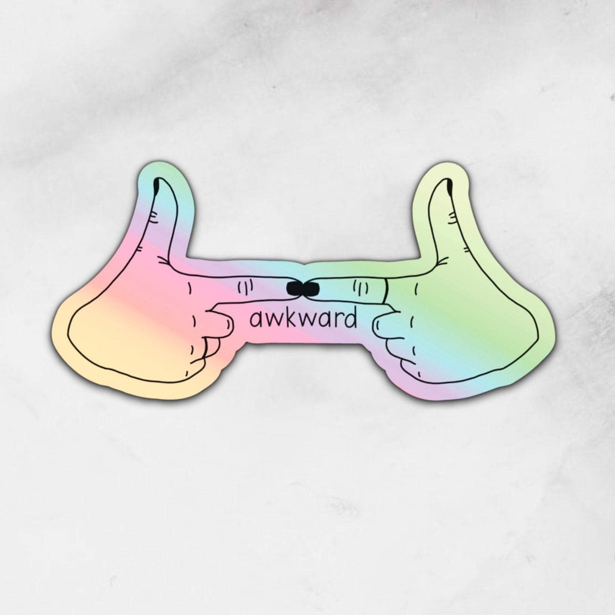 awkward fingers holographic sticker