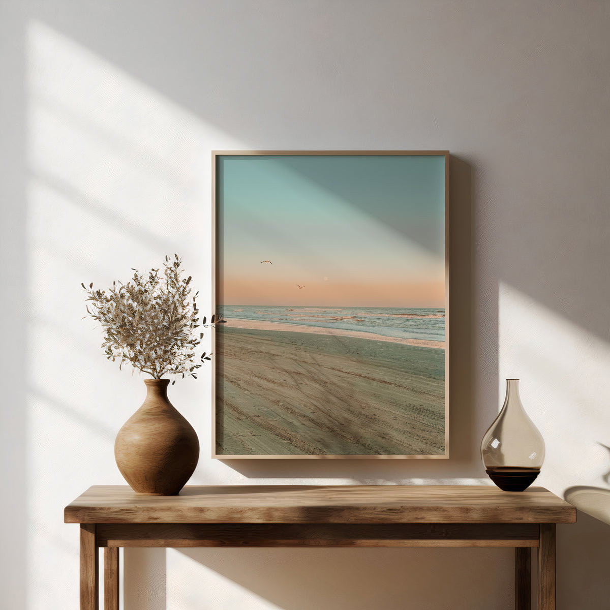 Pastel Horizon | Coastal Fine Art Photography Print, Minimalist Beach Wall Art, Moonrise Ocean Decor