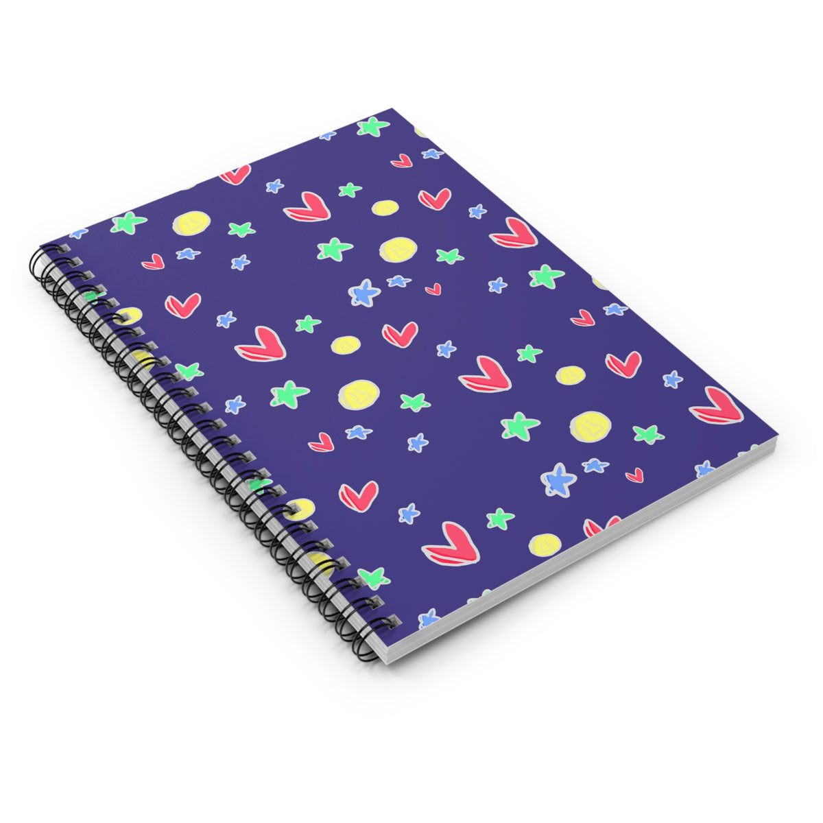 Purple Hearts Stars Spiral Notebook