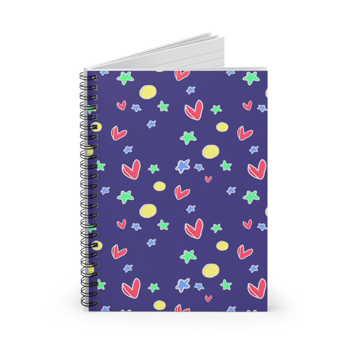 Purple Hearts Stars Spiral Notebook