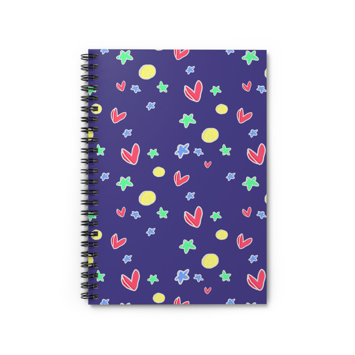 Purple Hearts Stars Spiral Notebook
