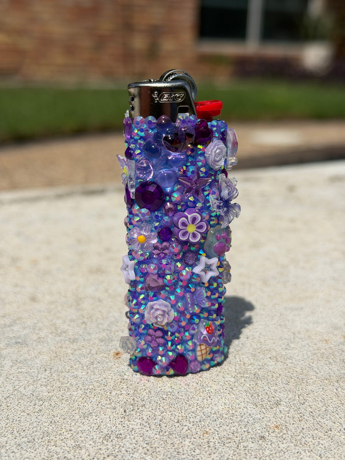 Lavender Dreams Bedazzled BIC Lighter | Purple Rhinestone Bling Lighter with Charms | Handmade Kandi Lighter