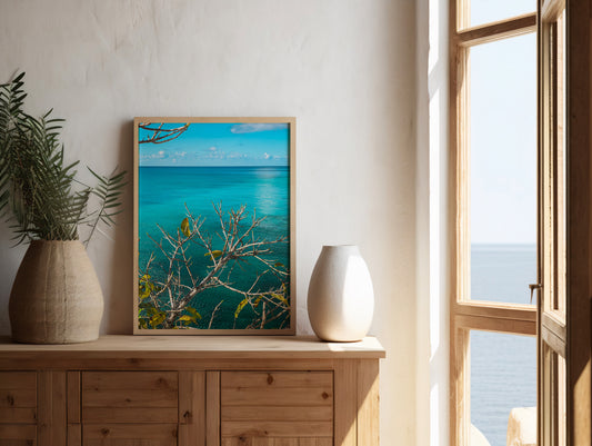 Azure Stillness | Tropical Ocean Photography Print, Coastal Wall Art, Turquoise Sea Fine Art Print